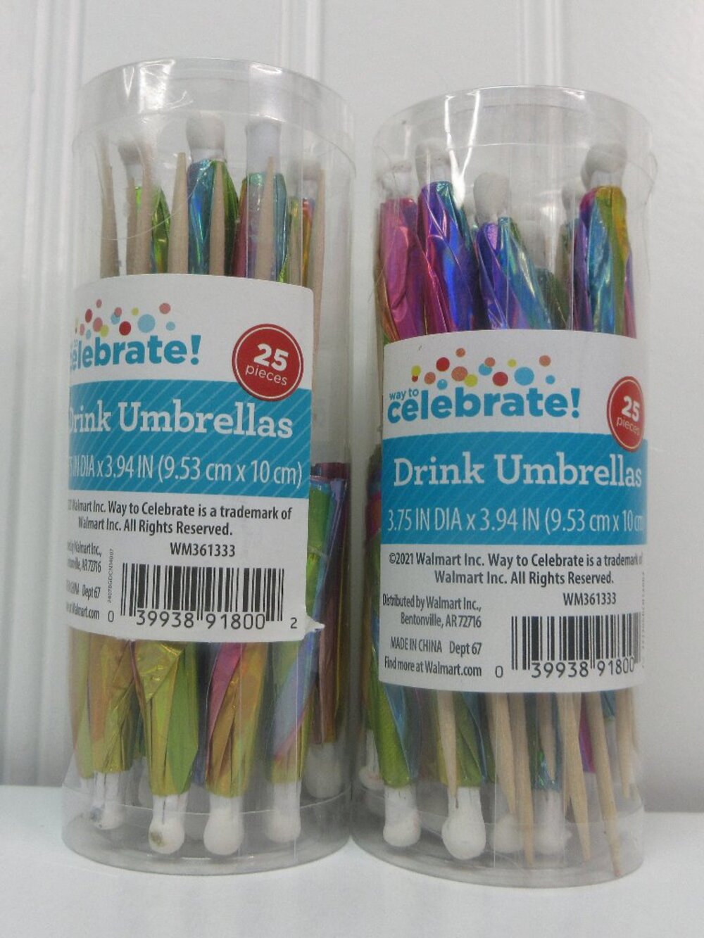 Lot of 2 Rainbow Umbrella Picks 25ct ea 3.5" Way to Celebrate Cocktail Party New